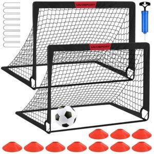 Kids Soccer Goals for Backyard Set - 2 of 4' x 3' Portable Soccer Goal Training Equipment, Pop Up Toddler Soccer Net with Soccer Ball, Stocking Stuffers for Kids Youth Outdoor...